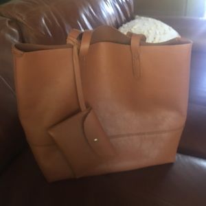 Jcrew downing genuine leather tote bag